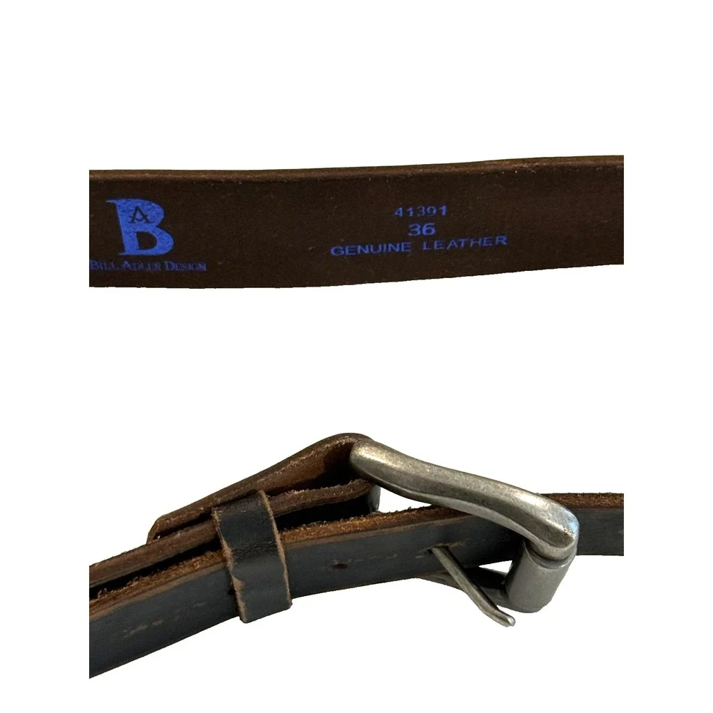 Bill Adler Design Men's Genuine Leather Chunky Distressed Brown Belt; Size 36